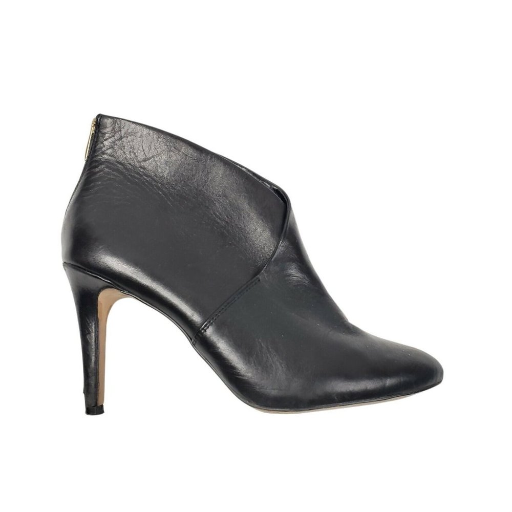ALDO Black Leather Ankle Booties Pointed Toe Back Zip High Heeled Women Size 10